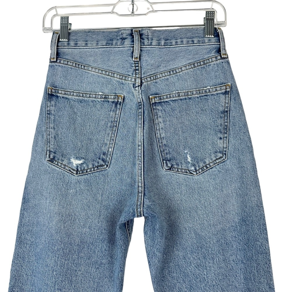 NWT Agolde Sz 23 Women's Blue Distressed Button Fly 90s Crop Jeans - Picture 9 of 15